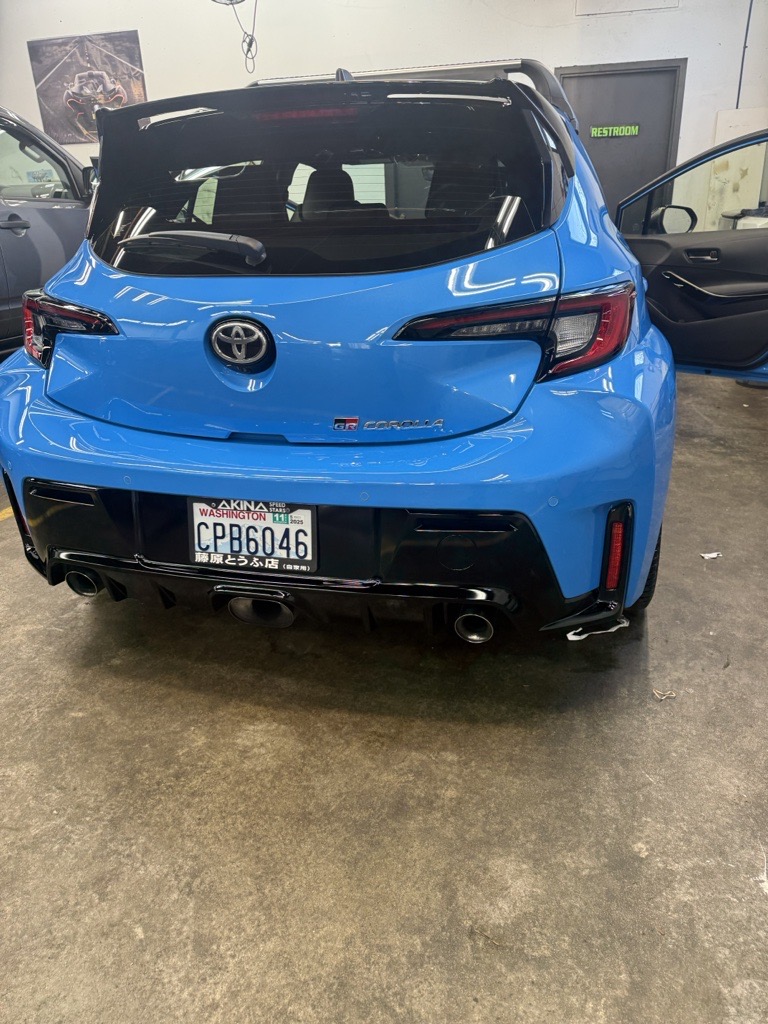 Blue Toyota GR Corolla rear view
